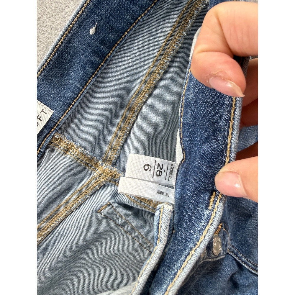 LOFT The Skinny Jeans Women 6/28 Blue High Rise Button Fly Raw Hem 29x25 - Picture 7 of 9